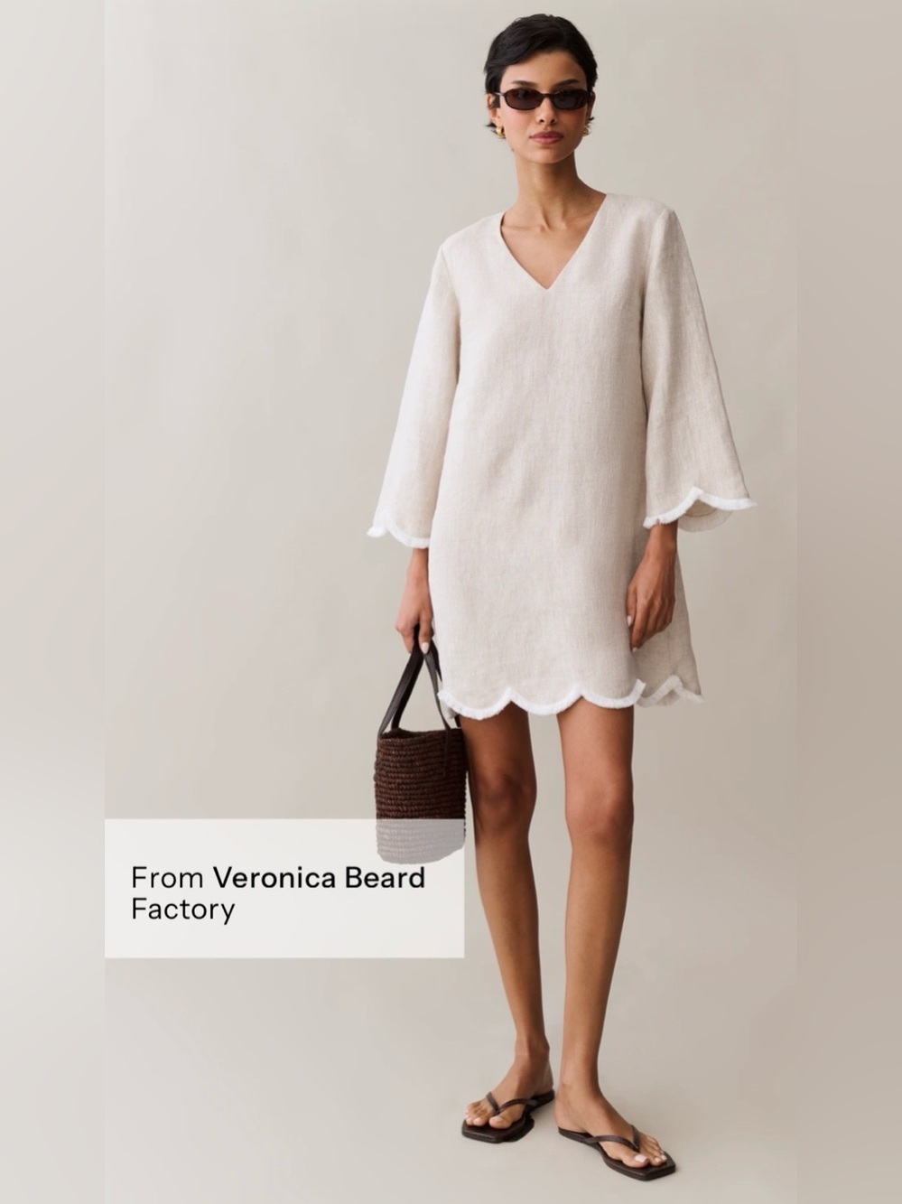 o.p.t. Rebekah 100% Linen Dress M Oatmeal NWT Veronica Beard Style